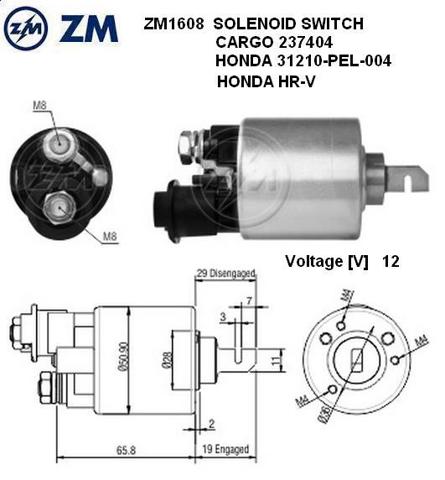 Тяговое реле стартера ZM1608 ZM