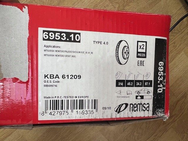 REMSA 695310 Передние тормозные диски в наличии Киев