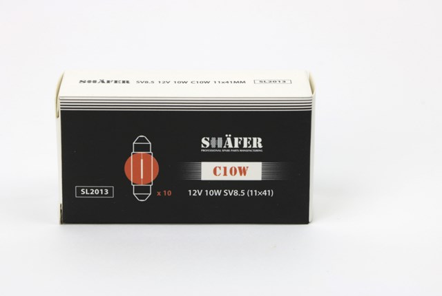 Лампа накалювання 12v c10w sv8.5 (11×41) (картонна упаковка по 10шт) SL2013