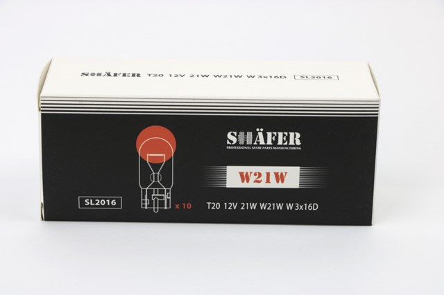 Лампа накалювання 12v 21w w21w w3×16d (картонна упаковка по 10шт) SL2016