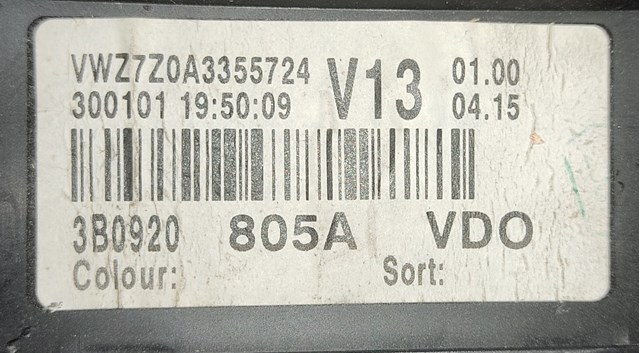 3B0920805A VAG Панель приборов купить в Хмельницкий