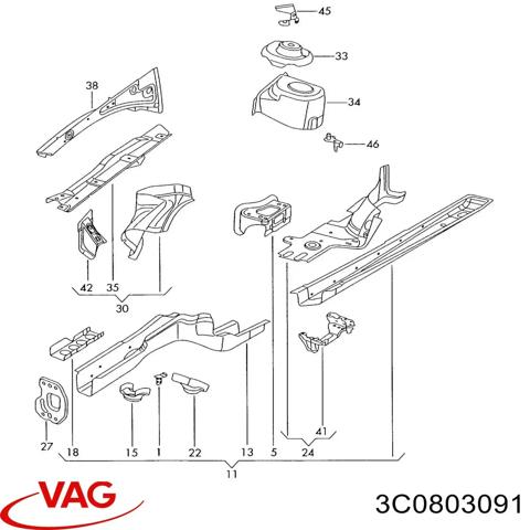 VAG 3C0803091 Лонжерон рамы передний левый в наличии Одесса