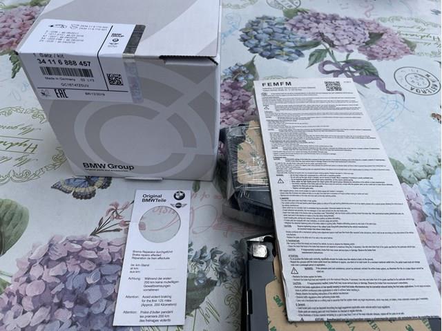 Тормозные колодки 34116888457 BMW