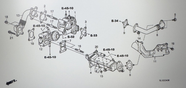 Патрубок системы рециркуляции отработавших газов EGR 18735RL0G00 HONDA