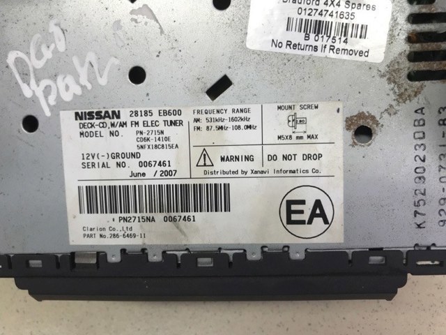 NISSAN 28185EB600 Магнитола (радио AM/FM) в наличии Ровно