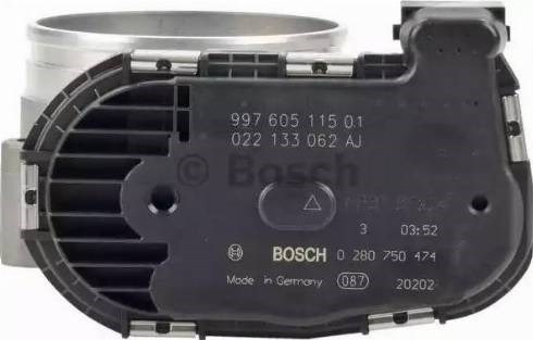 Bosch porsche дросельна заслінка 911, boxter, cayenne, cayman, panamera, 2,7-2,8 0280750474