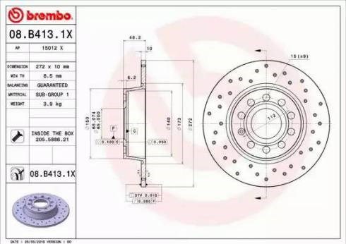 Дисковый тормоз 08B4131X BREMBO