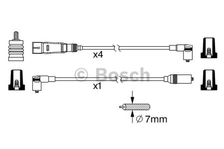 Bosch b342 дроти високого напруги (5шт.) vw 1,3-2,0: golf 2/3/4 seat 1,8/2,0: toledo, ibiza 0986356342
