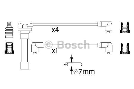 Bosch b703 дроти високого напруги 5шт nissan sunny 1,4/1,6 90-95, primera 1,6 90-93 0986356703