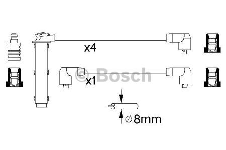 Bosch b802 дроти високого напруги (fe40/50/70/70/ fb70) 5шт. ford sierra, granada, scorpio 2,0 0986356802