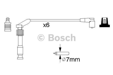 Bosch b143 дроти високого напруги 6шт. opel omega b 2,5/3,0 94- 0986357143