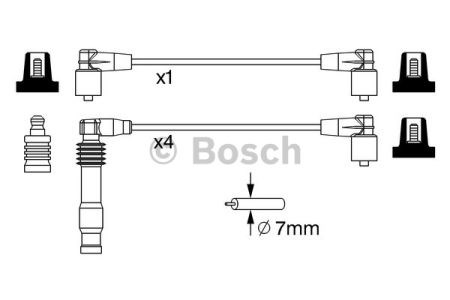 Bosch  opel к-кт. проводів запалювання vectra b 2.0 0986357233