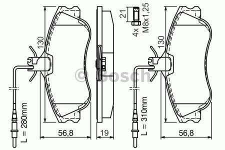 Колодки тормозные дисковые комплект 0986424414 BOSCH