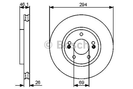 Bosch диск гальмівний передній santa fe 01- 0986479434