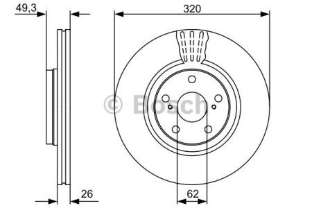 Тормоз дисковый передний 0986479562 BOSCH