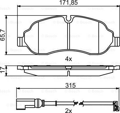 Колодки тормозные передние дисковые 0986494845 BOSCH