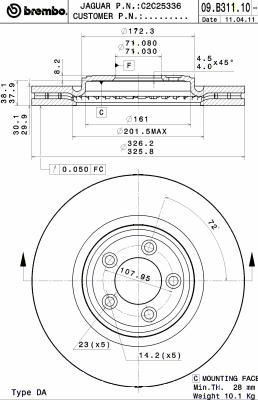 BREMBO 09B31111 Диск тормозной передний в наличии Одесса
