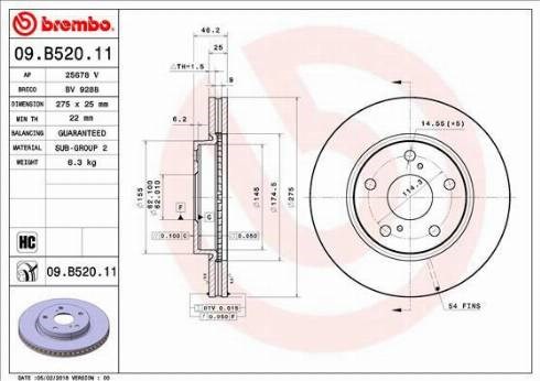 Ротор тормозной 09B52011 BREMBO