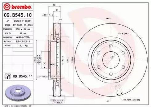 Ротор тормозной 09B54511 BREMBO