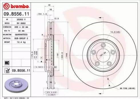 Тормоз дисковый передний 09B55611 BREMBO