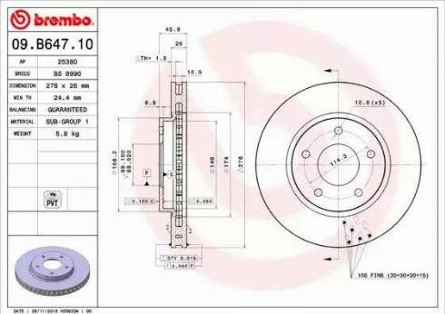Ротор тормозной 09B64710 BREMBO