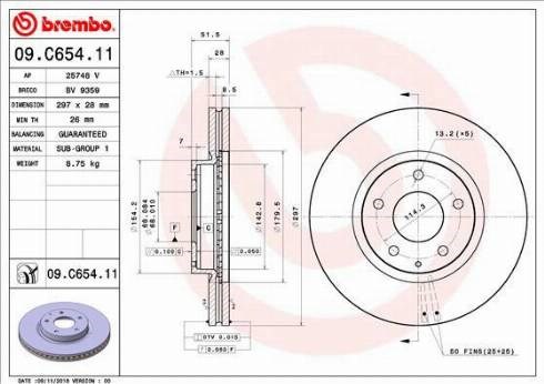 Ротор тормозной 09C65411 BREMBO