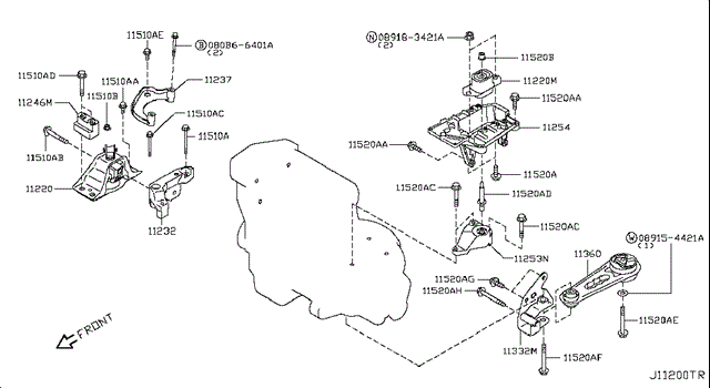 Гидроопора двигателя правая 11210ED50B NISSAN