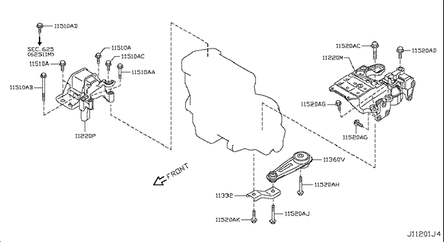 Задняя опора двигателя 11220JD21A NISSAN