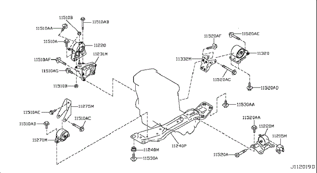 Подушка двигателя передняя 112708H310 NISSAN