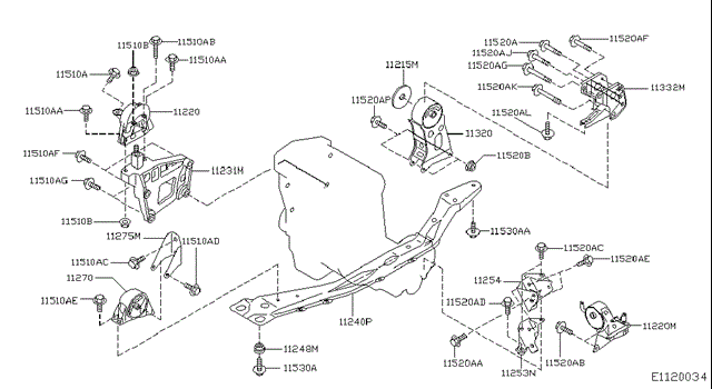 Подушка двигателя 11320AU405 NISSAN