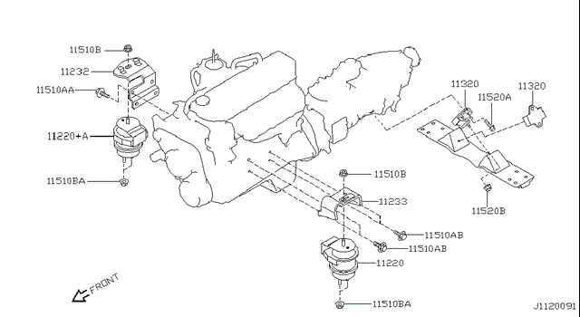 Подушка коробки 11320VB91A NISSAN