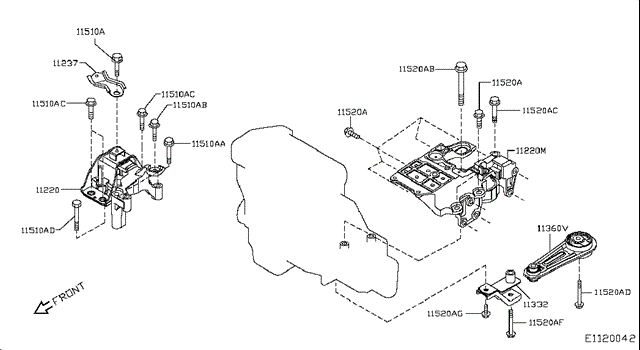 Подушка (опора) двигателя, левая нижняя 11360JD01B NISSAN