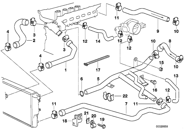 Шланг радиатора, нижний 11531744053 BMW