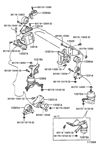 Подушка двигателя 1236228020 TOYOTA