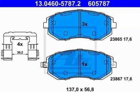 Колодки тормозные дисковые комплект 13046057872 ATE