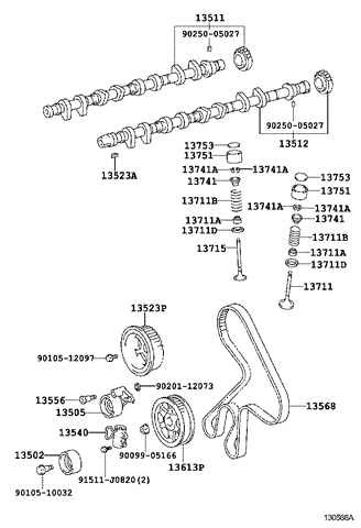 Ролик натяжителя ремня ГРМ 1350527010 TOYOTA