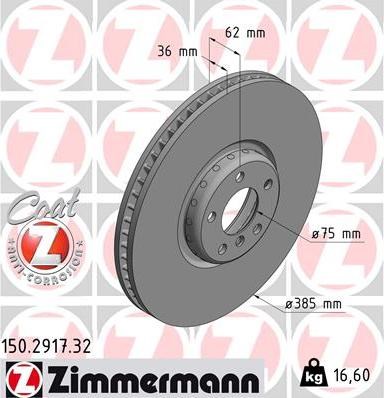 Диск тормозной передний 150291732 ZIMMERMANN