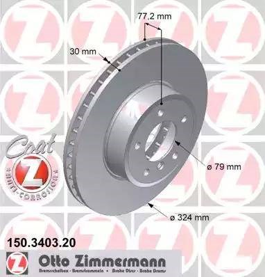 Тормоз дисковый передний 150340320 ZIMMERMANN