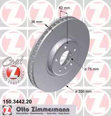 Тормоз дисковый передний 150344220 ZIMMERMANN
