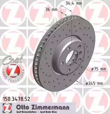 Тормоз дисковый передний 150347852 ZIMMERMANN
