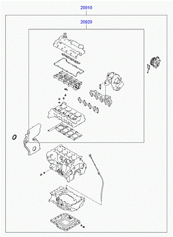 Прокладки двигателя (комплект полный) santa fe (12-15)/tucson (10-15) 2000 cc - r,dohc - tci (20910-2fu00) mobis 209102FU00