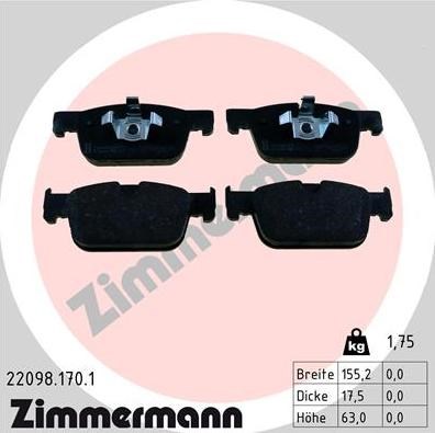 Колодки тормозные передние дисковые 220981701 ZIMMERMANN