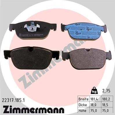 Колодки тормозные дисковые комплект 223171851 ZIMMERMANN