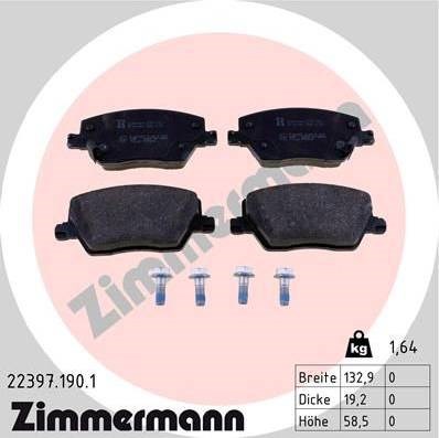 Передние тормозные колодки 223971901 ZIMMERMANN
