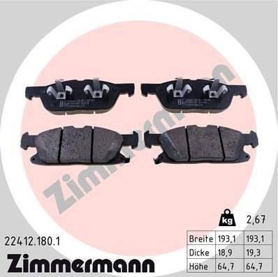 Передние тормозные колодки 224121801 ZIMMERMANN