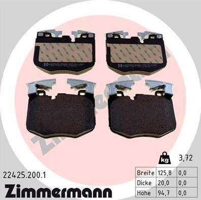 Передние тормозные колодки 224252001 ZIMMERMANN