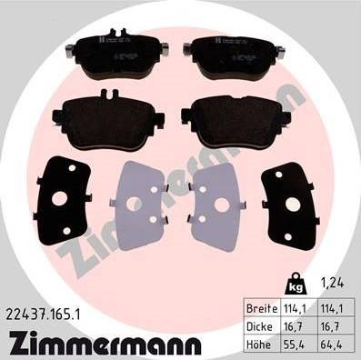Колодки на тормоз задний дисковый 224371651 ZIMMERMANN