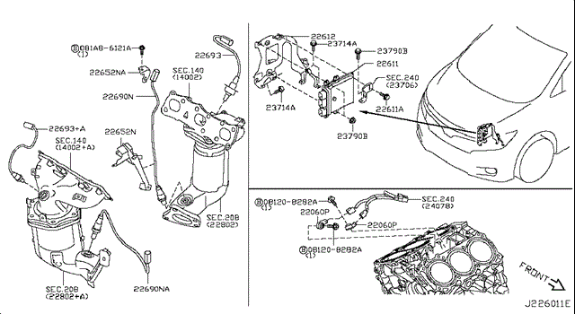 Лямбда зонд после катализатора 226A0EN21A NISSAN