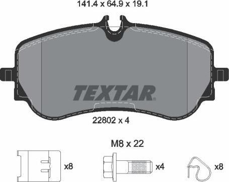 Колодки тормозные дисковые комплект 2280201 TEXTAR