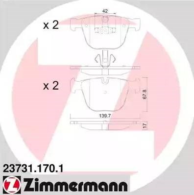 Задние дисковые колодки 237311701 ZIMMERMANN